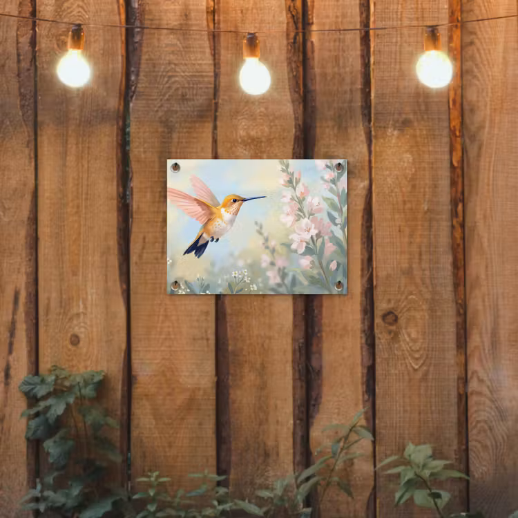 Kolibrie - Illustratie - Kleurrijk tuinposter los doek klein -sfeer1