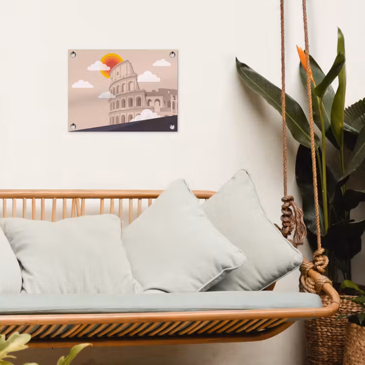 Colosseum - Zonsopgang - Rome - Architectuur - Beige tuinposter los doek klein -sfeer7