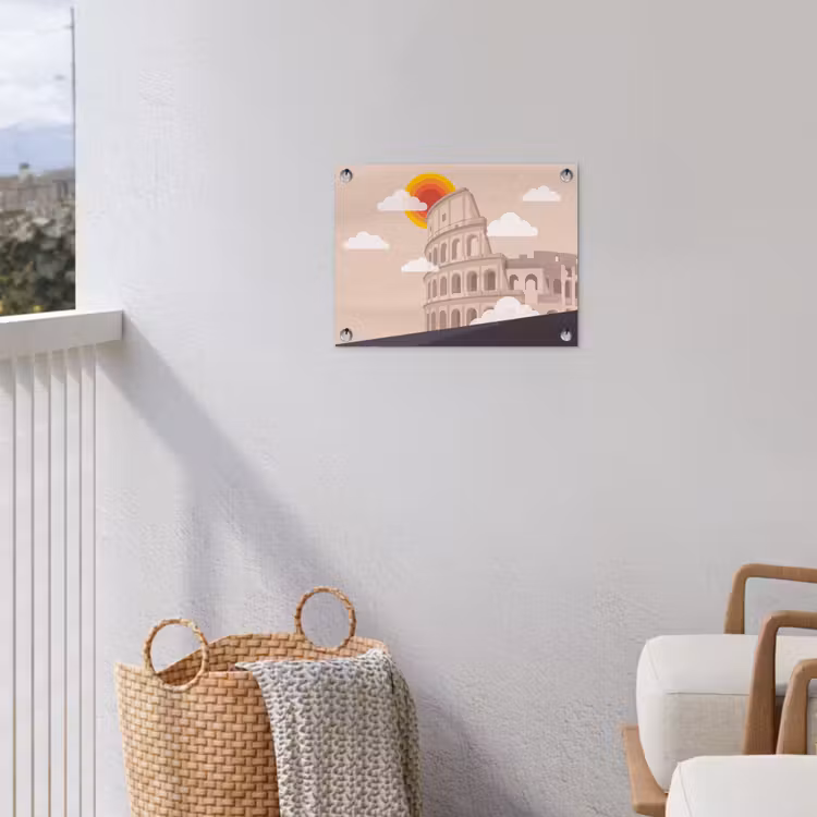 Colosseum - Zonsopgang - Rome - Architectuur - Beige tuinposter los doek klein -sfeer8