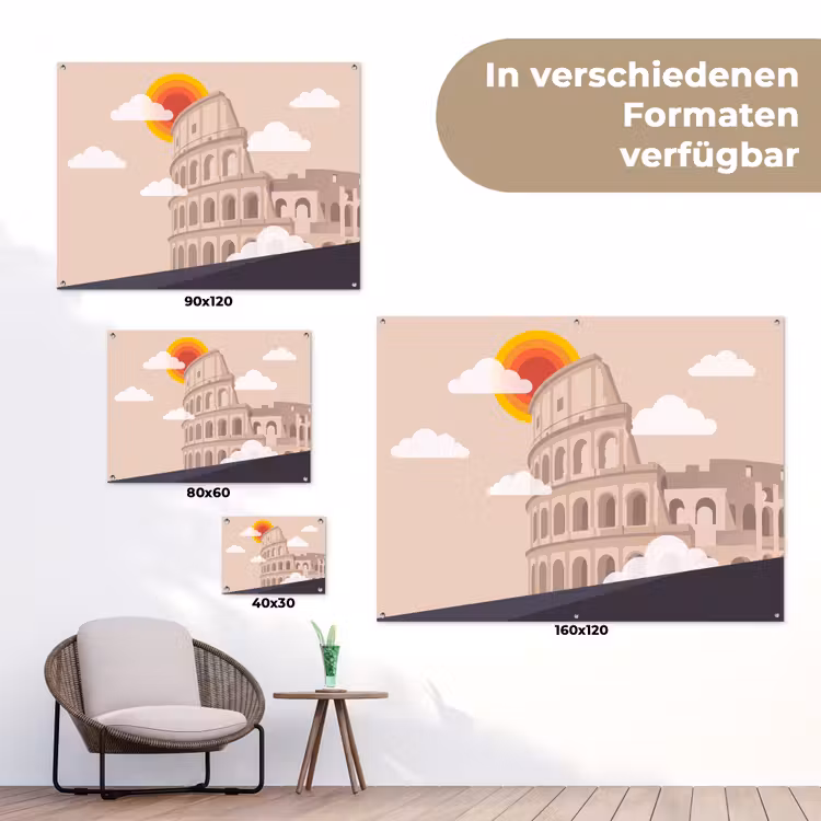 Colosseum - Zonsopgang - Rome - Architectuur - Beige tuinposter los doek klein -Xsfeer9_DE