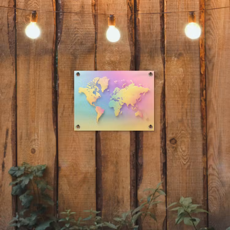 Continenten - Pastelkleuren - Overloop tuinposter los doek klein -sfeer1