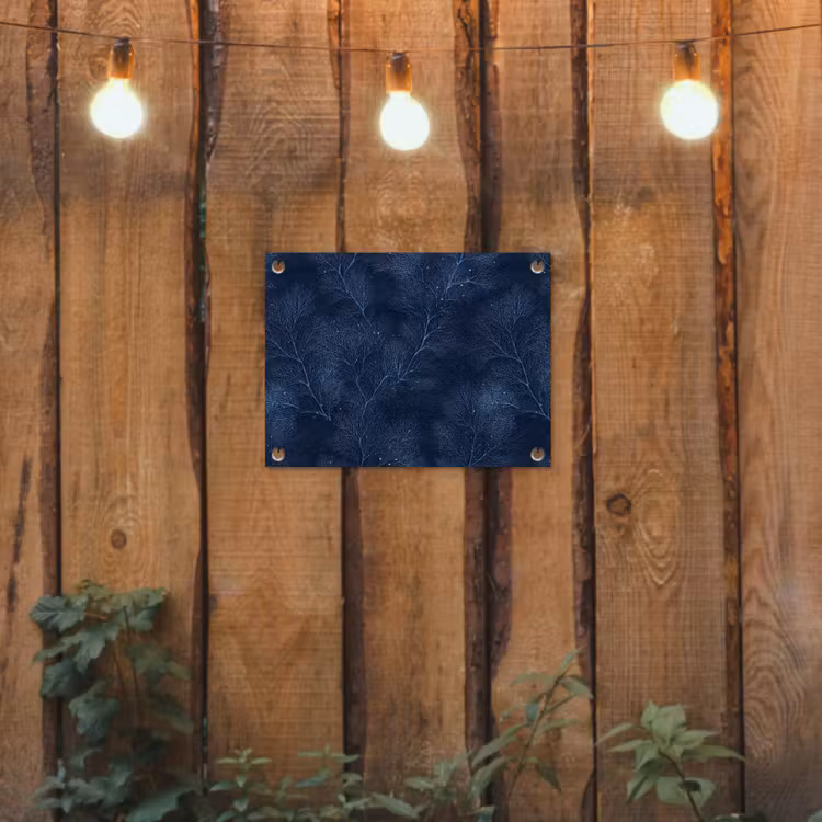 Koraal - Takken - Patroon - Nachtblauw tuinposter los doek klein 239 -sfeer1