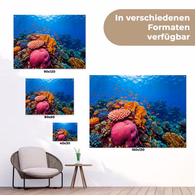 Koraal - Vissen - Oceaan - Natuur - Kleurrijk tuinposter los doek klein -Xsfeer9_DE