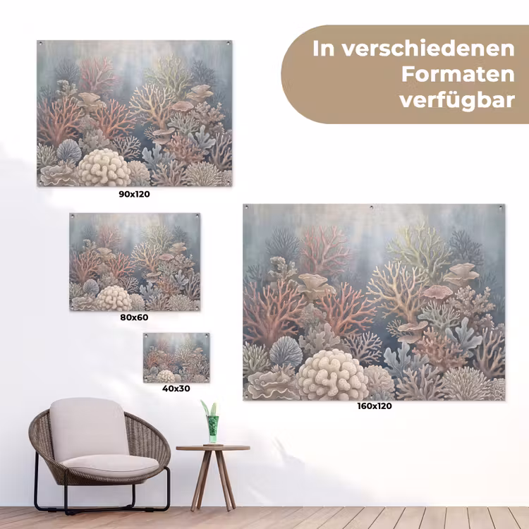 Koraal - Zeeleven - Onderwater - Illustratie - Natuur tuinposter los doek klein -Xsfeer9_DE