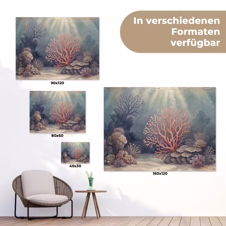 Koraal - Onderwater - Natuur - Roze tuinposter los doek klein -Xsfeer9_DE