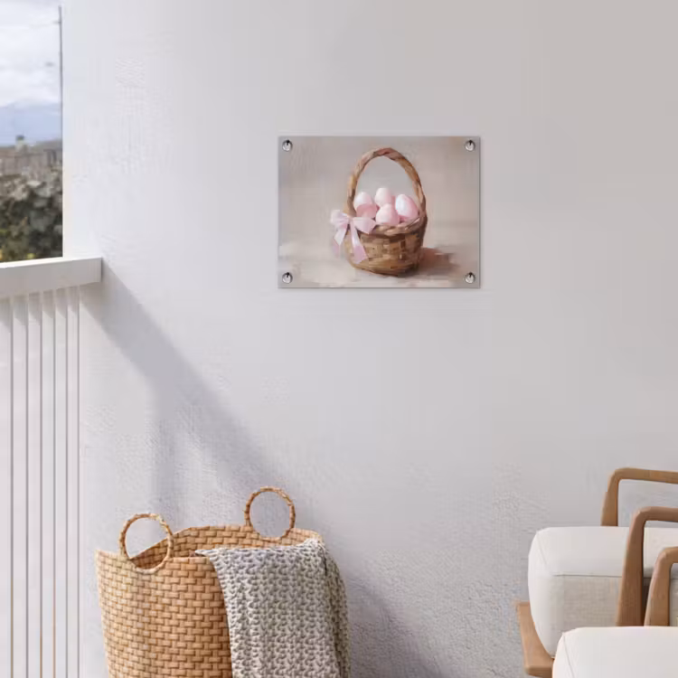 Mand - Eieren - Roze tuinposter los doek klein -sfeer8