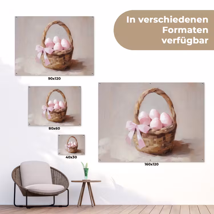 Mand - Eieren - Roze tuinposter los doek klein -Xsfeer9_DE