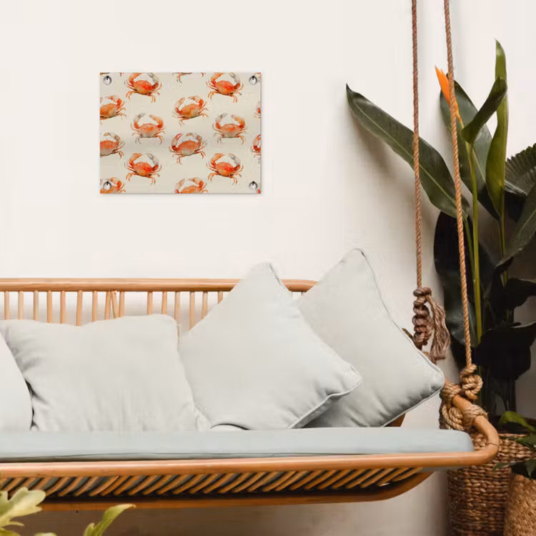 Krabben - Patroon - Oranje tuinposter los doek klein 239 -sfeer7