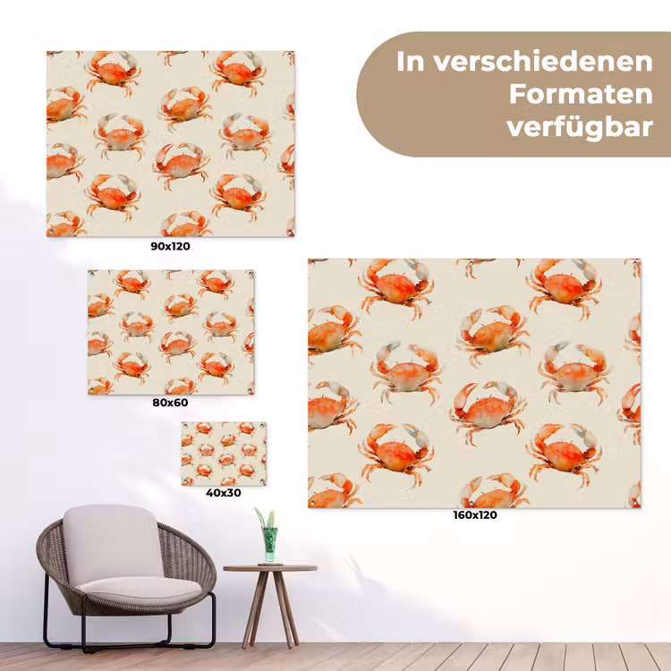 Krabben - Patroon - Oranje tuinposter los doek klein 239 -Xsfeer9_DE