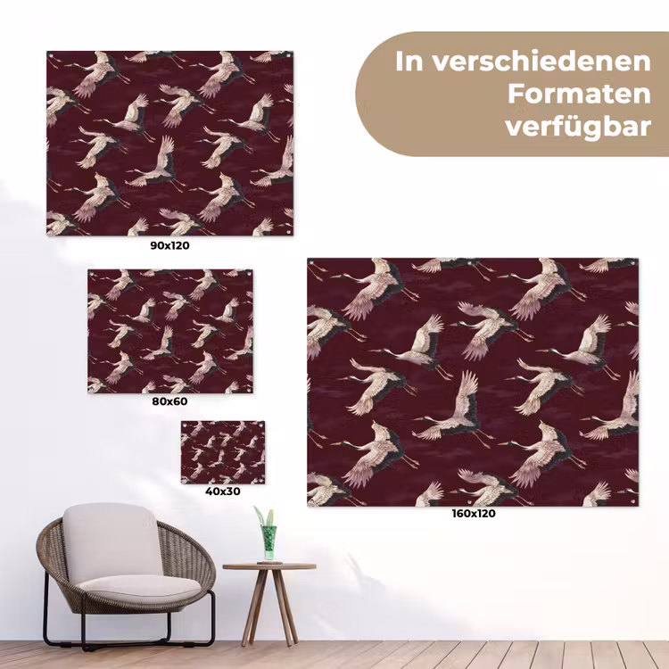 Kraanvogels - Klassiek - Bordeaux tuinposter los doek klein 239 -Xsfeer9_DE