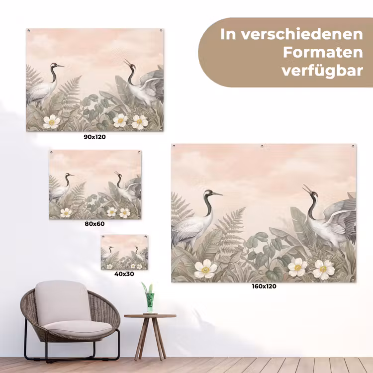 Kraanvogels - Natuur - Roze tuinposter los doek klein -Xsfeer9_DE