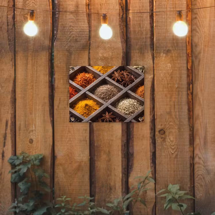 Gartenposter - Kräuter – Holz – Essen - Kruiden - Houten - Eten tuinposter los doek klein