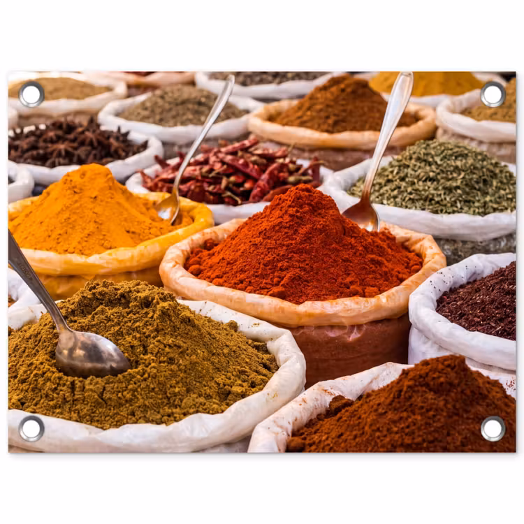 Gartenposter - Kräuter – Markt – Essen - Kruiden - Markt - Eten tuinposter los doek klein