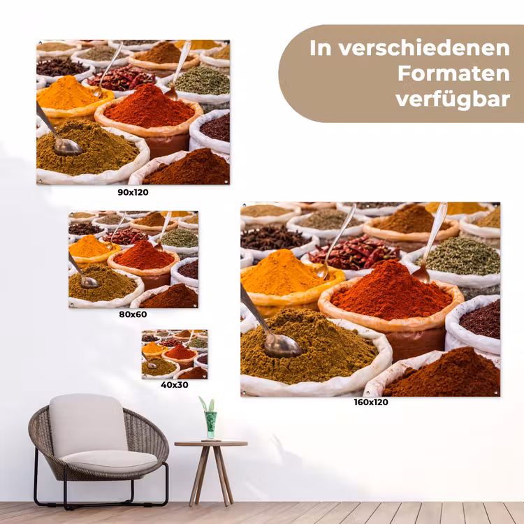Gartenposter - Kräuter – Markt – Essen - Kruiden - Markt - Eten tuinposter los doek klein