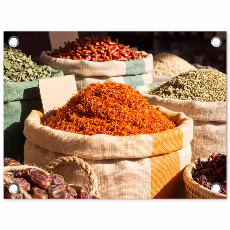 Gartenposter - Kräuter – Markt – Farbenfroh - Kruiden - Markt - Kleurrijk tuinposter los doek klein