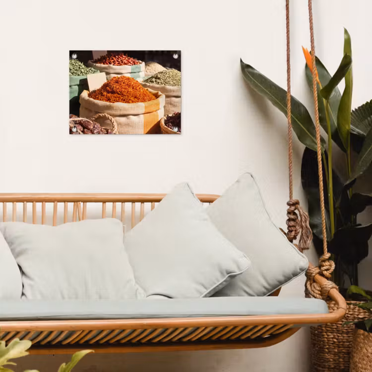 Gartenposter - Kräuter – Markt – Farbenfroh - Kruiden - Markt - Kleurrijk tuinposter los doek klein
