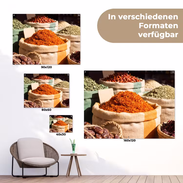 Gartenposter - Kräuter – Markt – Farbenfroh - Kruiden - Markt - Kleurrijk tuinposter los doek klein