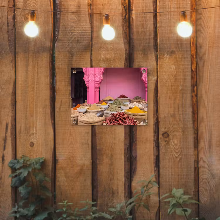 Gartenposter - Kräuter – Markt – Rosa - Kruiden - Markt - Roze tuinposter los doek klein