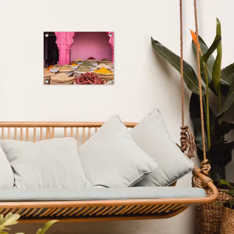 Gartenposter - Kräuter – Markt – Rosa - Kruiden - Markt - Roze tuinposter los doek klein
