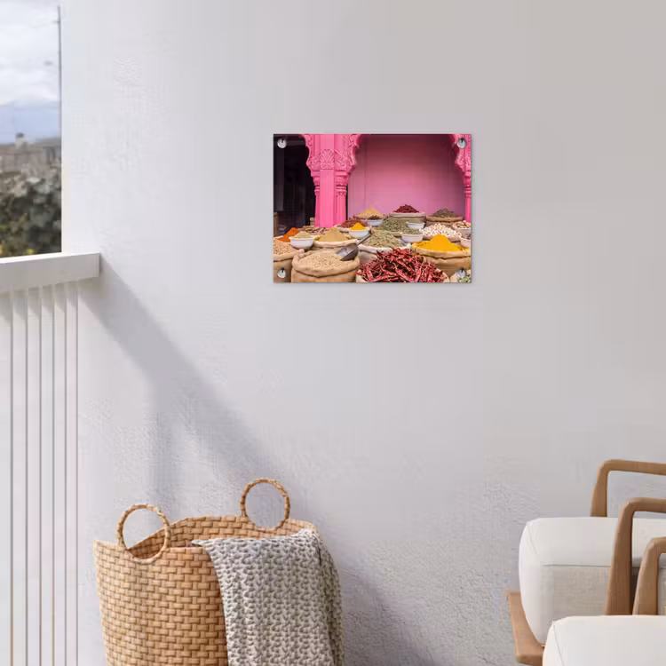 Gartenposter - Kräuter – Markt – Rosa - Kruiden - Markt - Roze tuinposter los doek klein