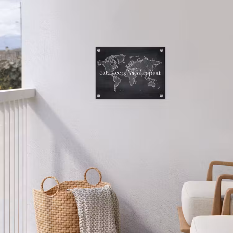 Krijt - Zwart - Quote - Wereldkaart tuinposter los doek klein -sfeer8