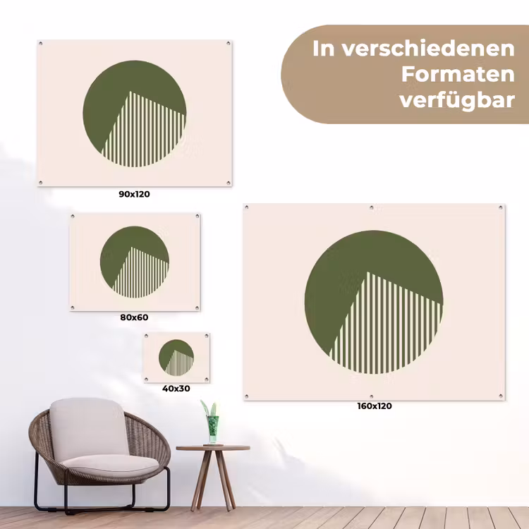 Cirkel - Strepen - Geometrisch - Abstract - Groen tuinposter los doek klein -Xsfeer9_DE