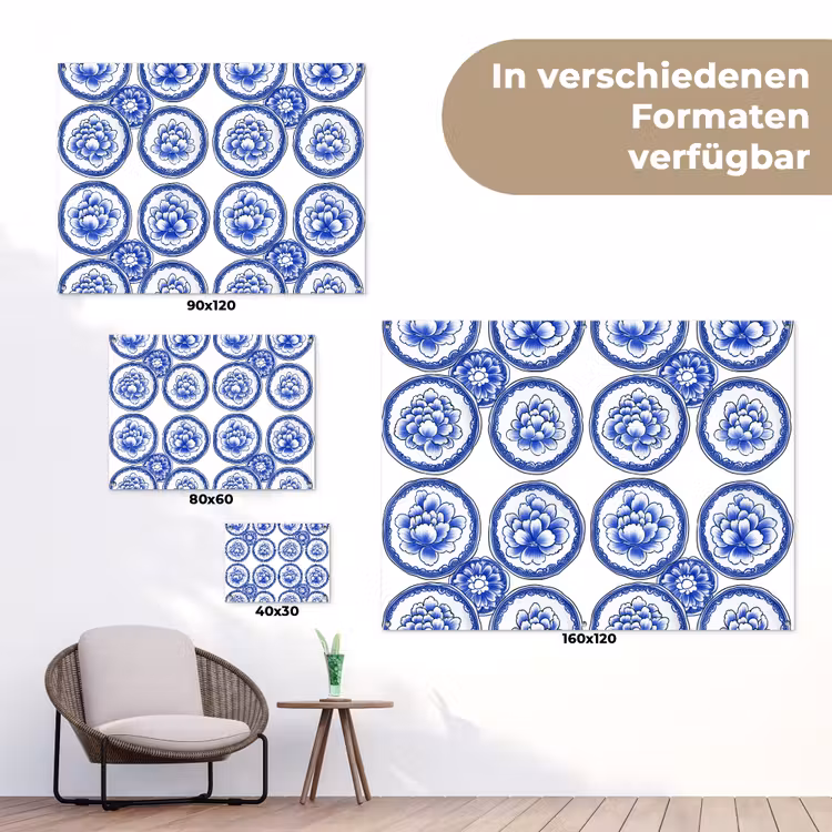 Cirkels - Bloemen - Blauw tuinposter los doek klein 239 -Xsfeer9_DE
