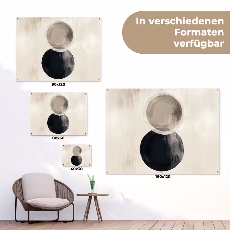 Cirkels - Vorm - Beige - Abstract tuinposter los doek klein -Xsfeer9_DE
