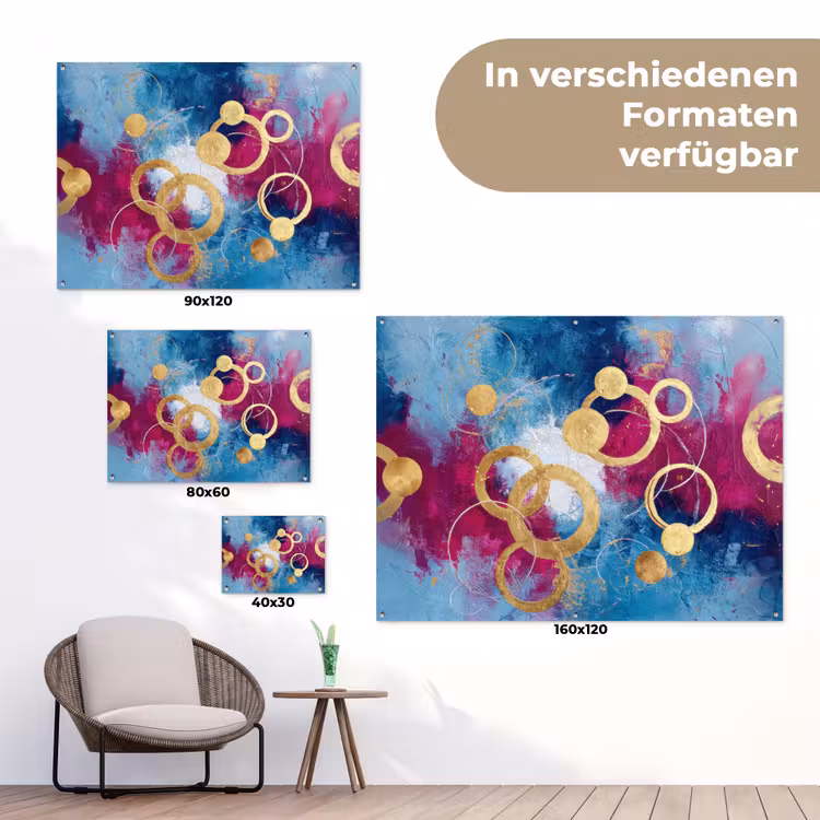 Cirkels - Goud - Abstract tuinposter los doek klein -Xsfeer9_DE