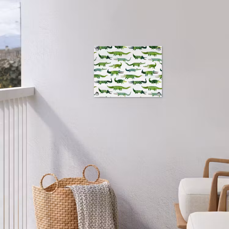krokodillen - Speels - Groen tuinposter los doek klein 239 -sfeer8