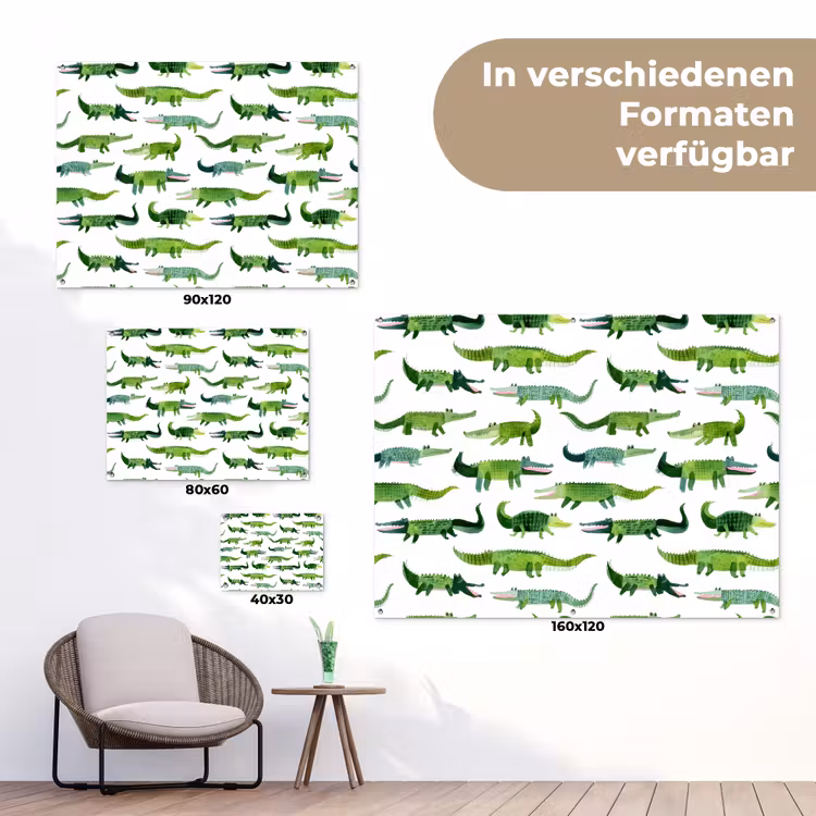 krokodillen - Speels - Groen tuinposter los doek klein 239 -Xsfeer9_DE