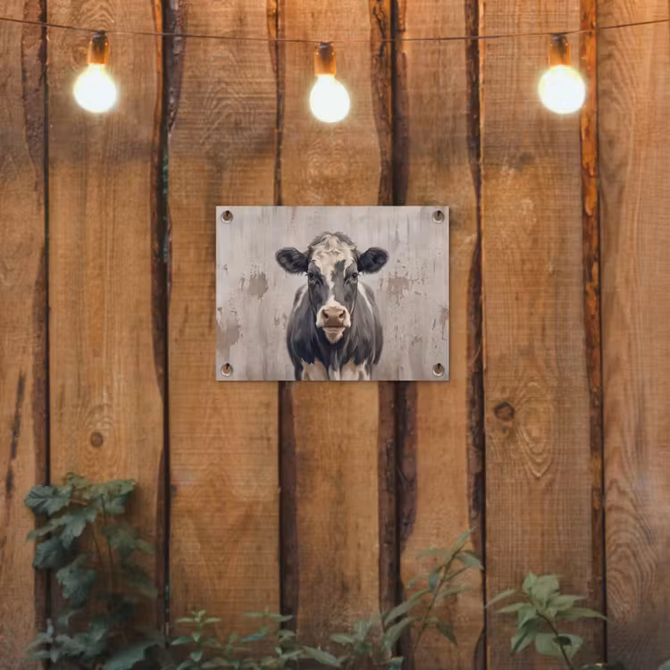 Koe - Portret - Dieren - Modern tuinposter los doek klein -sfeer1