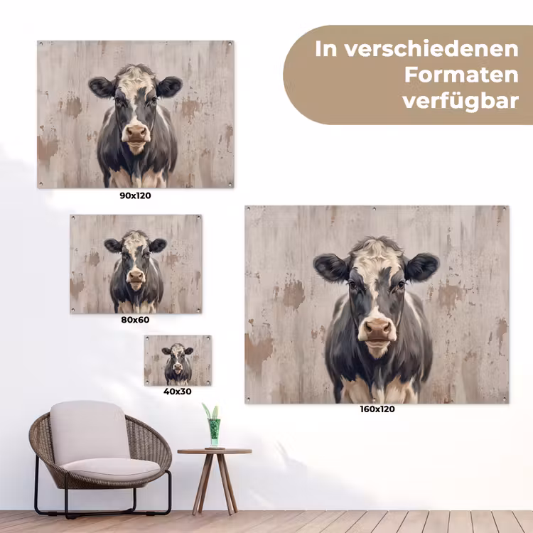 Koe - Portret - Dieren - Modern tuinposter los doek klein -Xsfeer9_DE