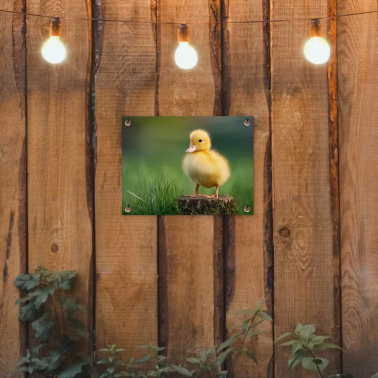 Kuiken - Eend - Geel - Gras tuinposter los doek klein -sfeer1