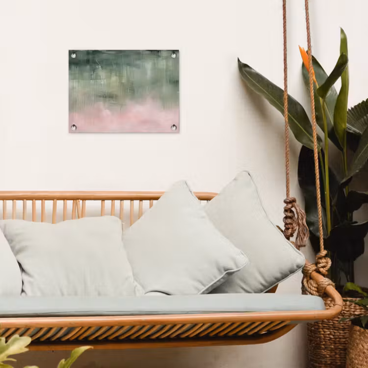 Kunst - Abstract - Modern - Groen - Roze tuinposter los doek klein -sfeer7