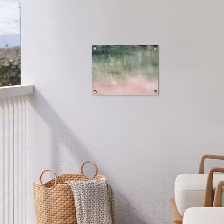 Kunst - Abstract - Modern - Groen - Roze tuinposter los doek klein -sfeer8