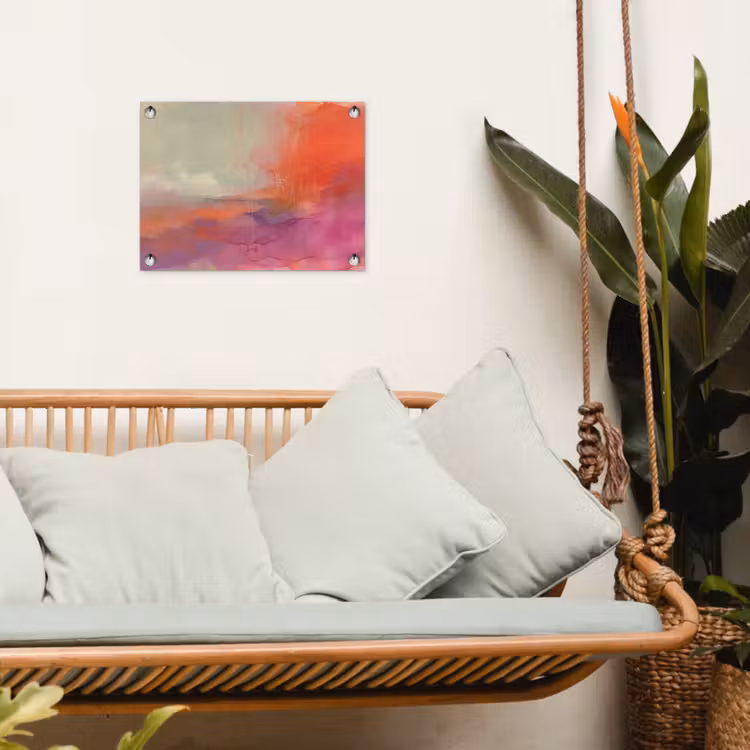Kunst - Vloeiend - Overgangen - Oranje tuinposter los doek klein -sfeer7