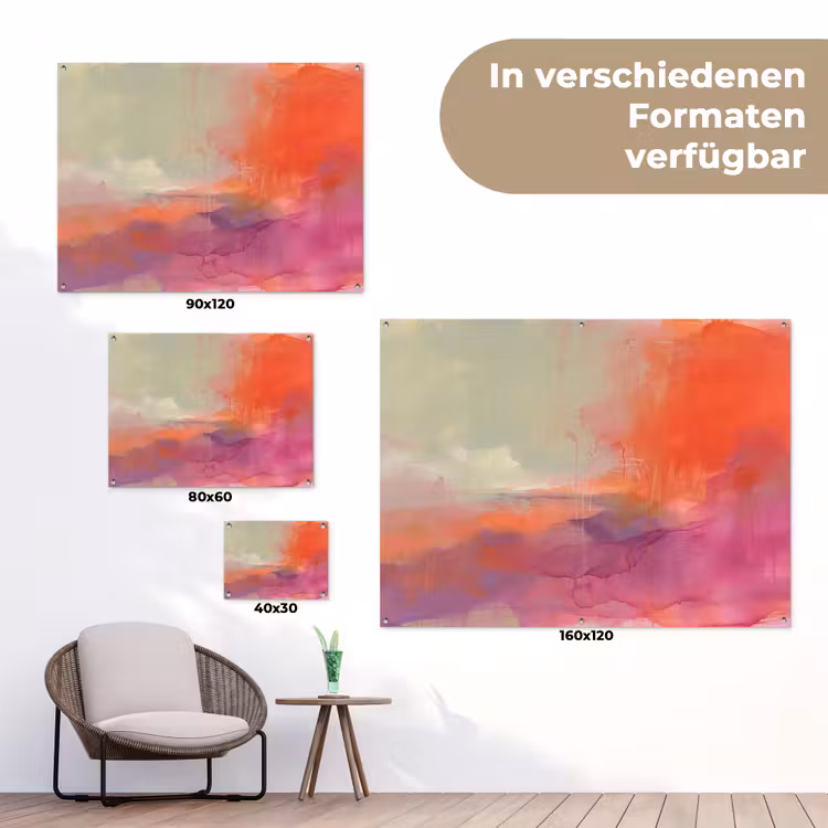 Kunst - Vloeiend - Overgangen - Oranje tuinposter los doek klein -Xsfeer9_DE