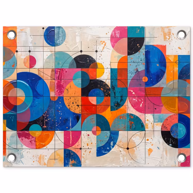 Kunst - Geometrisch - Abstract - Kleurrijk tuinposter los doek klein -3d