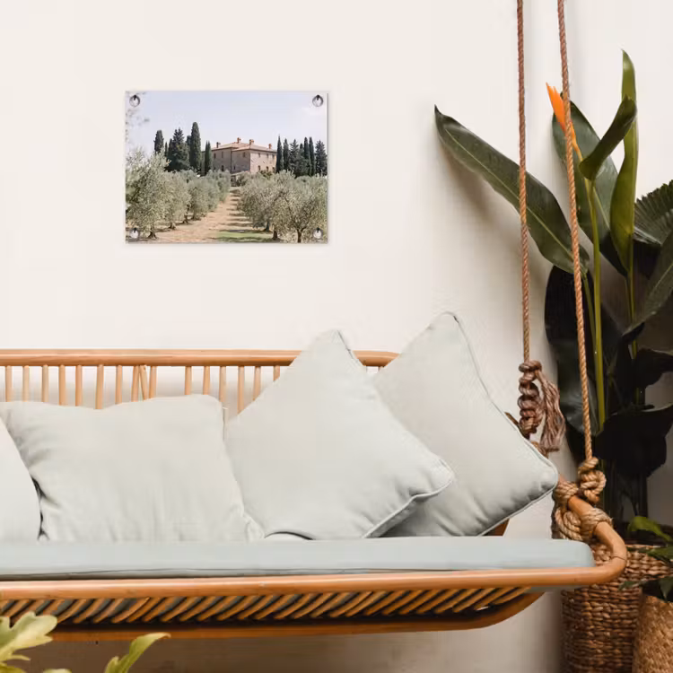 Gartenposter - Landhaus – Olivenbaum – Obstgarten - Landhuis - olijfboom - gaard tuinposter los doek klein