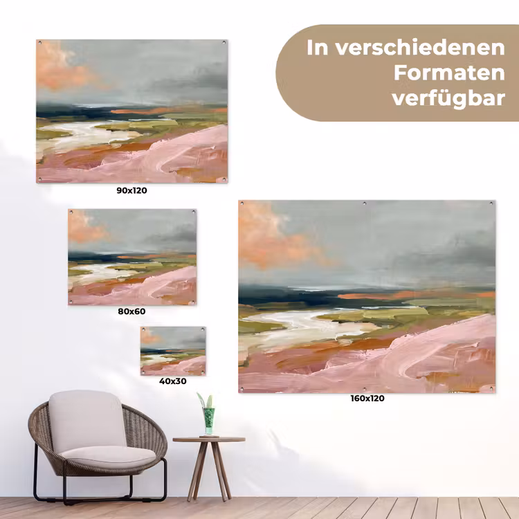 Landschap - Rivier - Abstract - Roze - Groen tuinposter los doek klein -Xsfeer9_DE