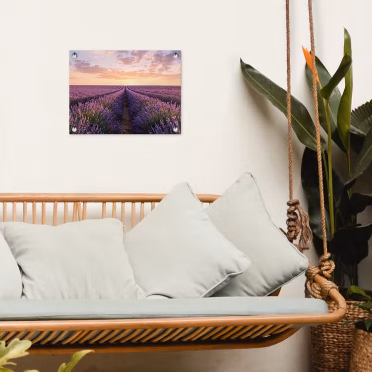 Landschap - Lavendelveld - Paars tuinposter los doek klein -sfeer7