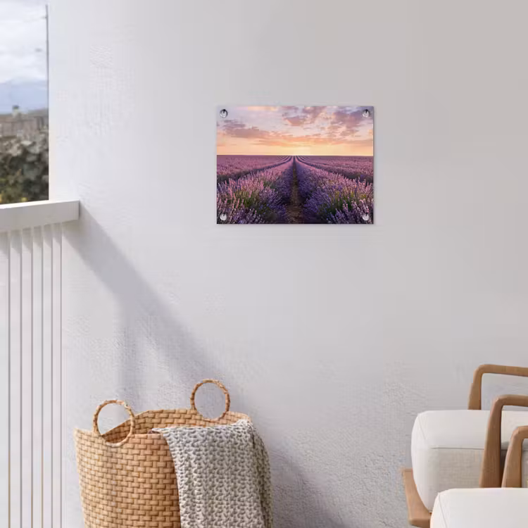 Landschap - Lavendelveld - Paars tuinposter los doek klein -sfeer8