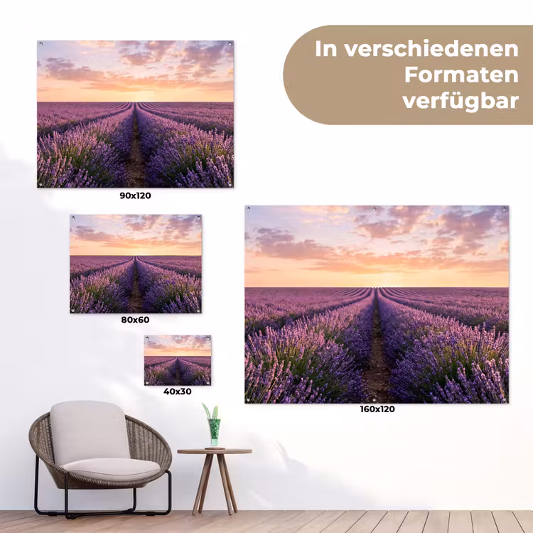 Landschap - Lavendelveld - Paars tuinposter los doek klein -Xsfeer9_DE