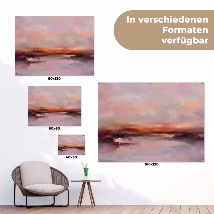 Landschap - Zonsondergang - Abstract - Modern - Roze tuinposter los doek klein -Xsfeer9_DE