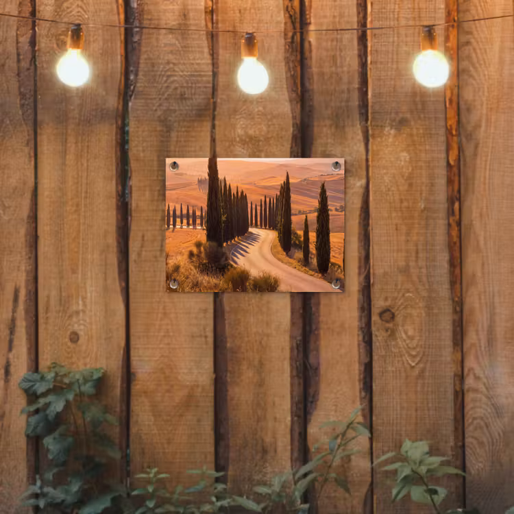 Landschap - Weg - Bomen - Natuur - Goud tuinposter los doek klein -sfeer1