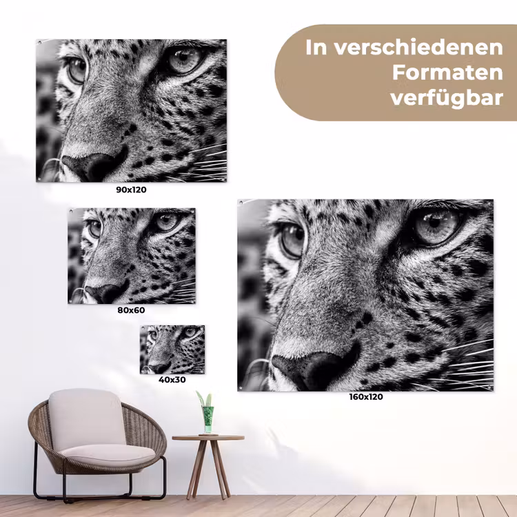 Luipaard - Zwart - Wit - Oog tuinposter los doek klein -Xsfeer9_DE