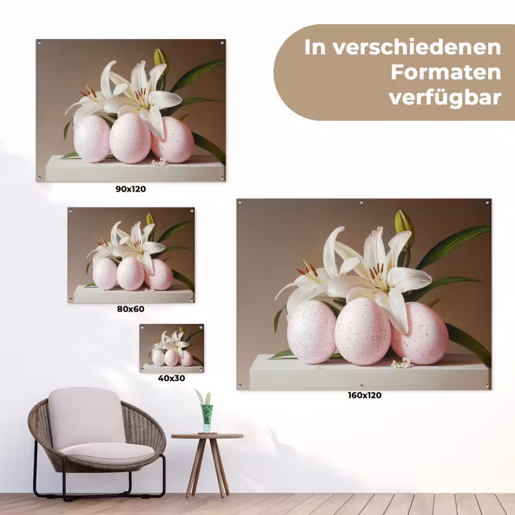 Lelies - Eieren - Pasen tuinposter los doek klein -Xsfeer9_DE