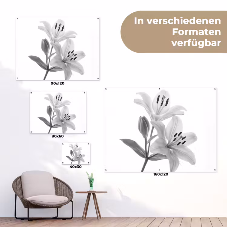 Lelies - Elegant - Zwart - Wit tuinposter los doek klein -Xsfeer9_DE