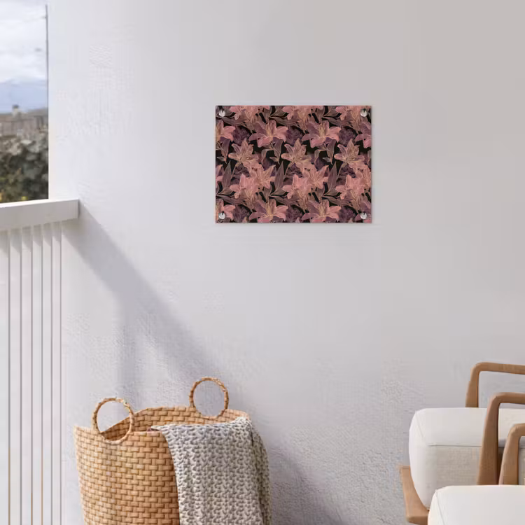 Lelies - Patroon - Paars - Goud tuinposter los doek klein 239 -sfeer8